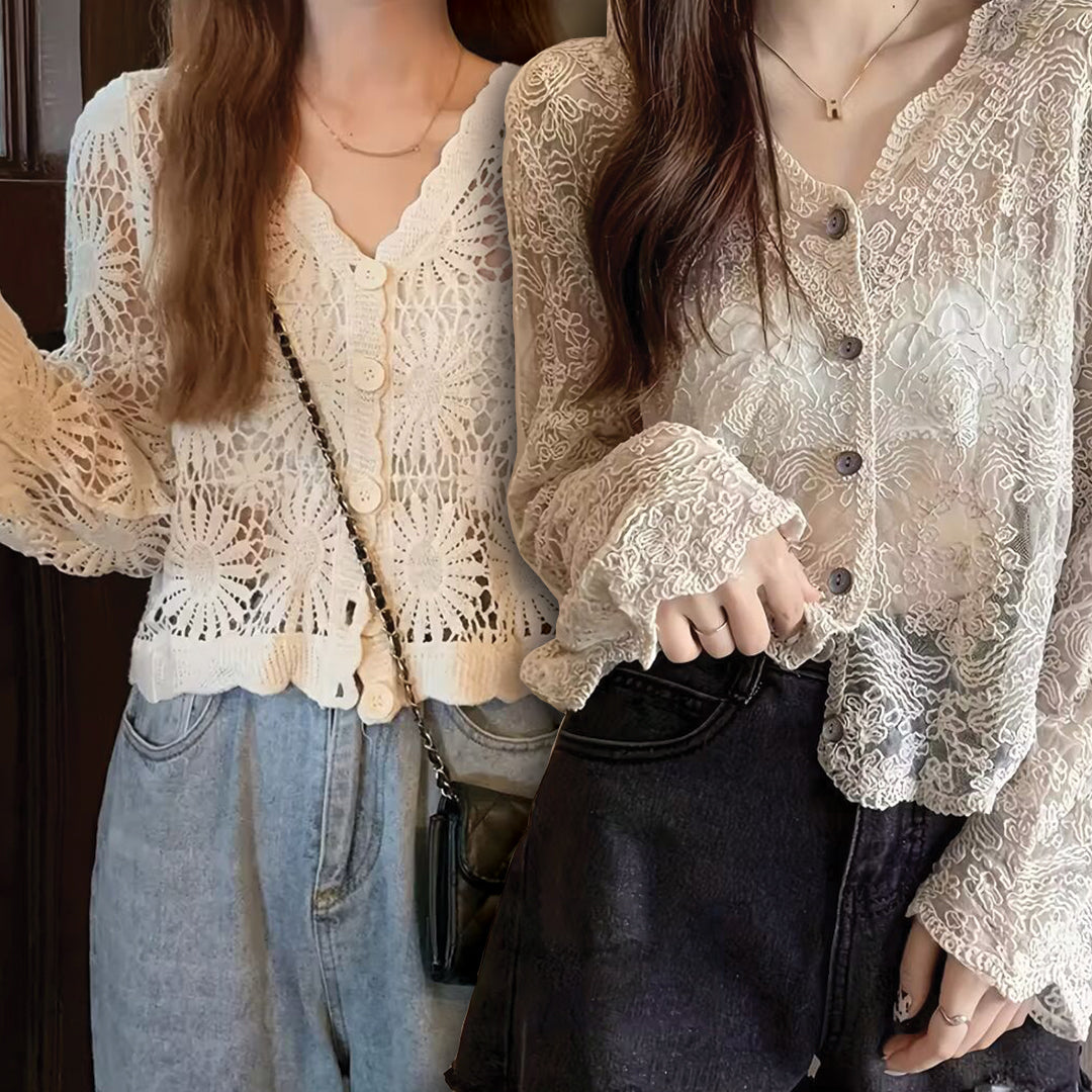 Women's Lightweight Lace- Long Sleeve Top Pack of 2 ( CRC-14)