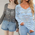 Women's Lightweight Lace- Long Sleeve Top Pack of 2 ( CRC-9)