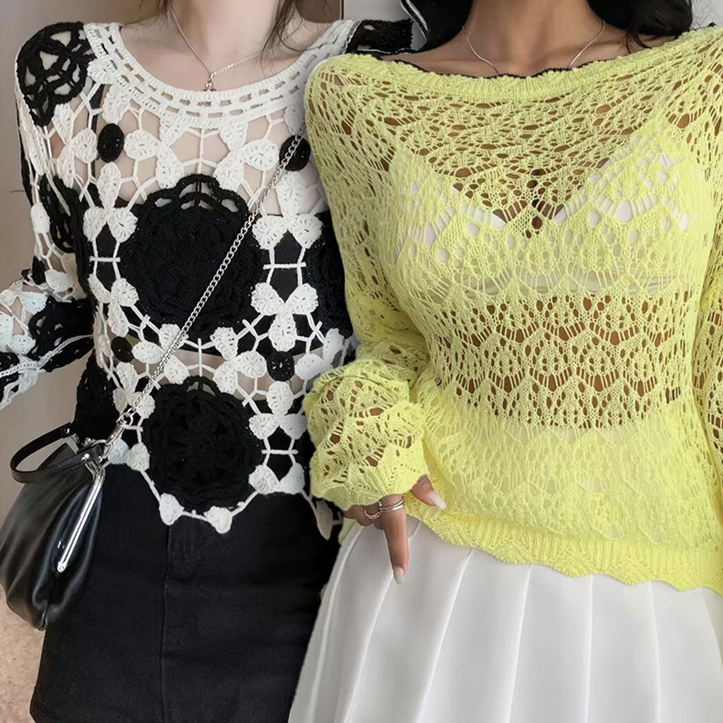 Women's Lightweight Lace- Long Sleeve Top Pack of 2 ( CRC-8)