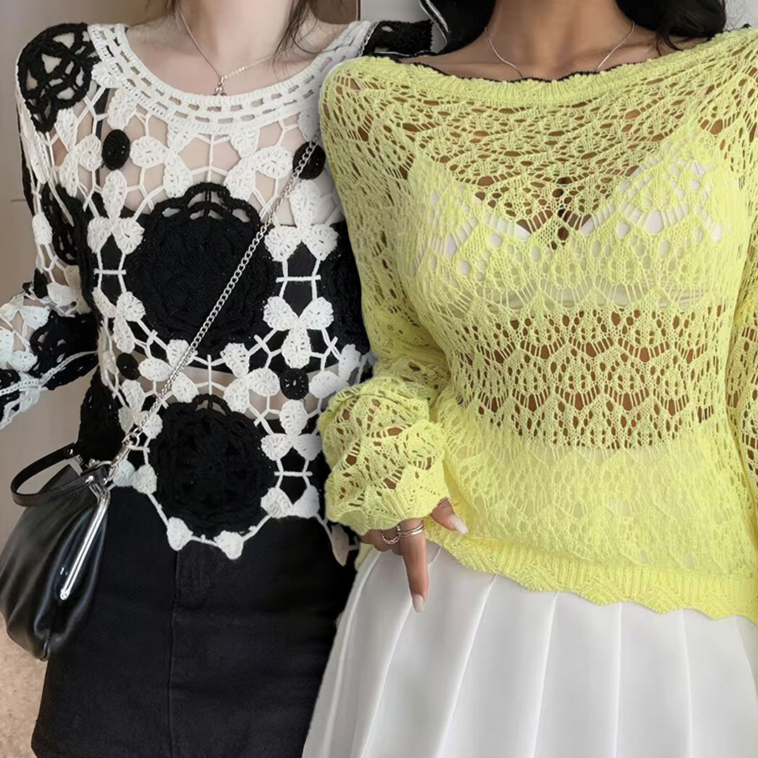 Women's Lightweight Lace- Long Sleeve Top Pack of 2 ( CRC-8)
