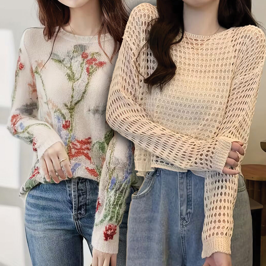 Women's Lightweight Lace- Long Sleeve Top Pack of 2 ( CRC-7)