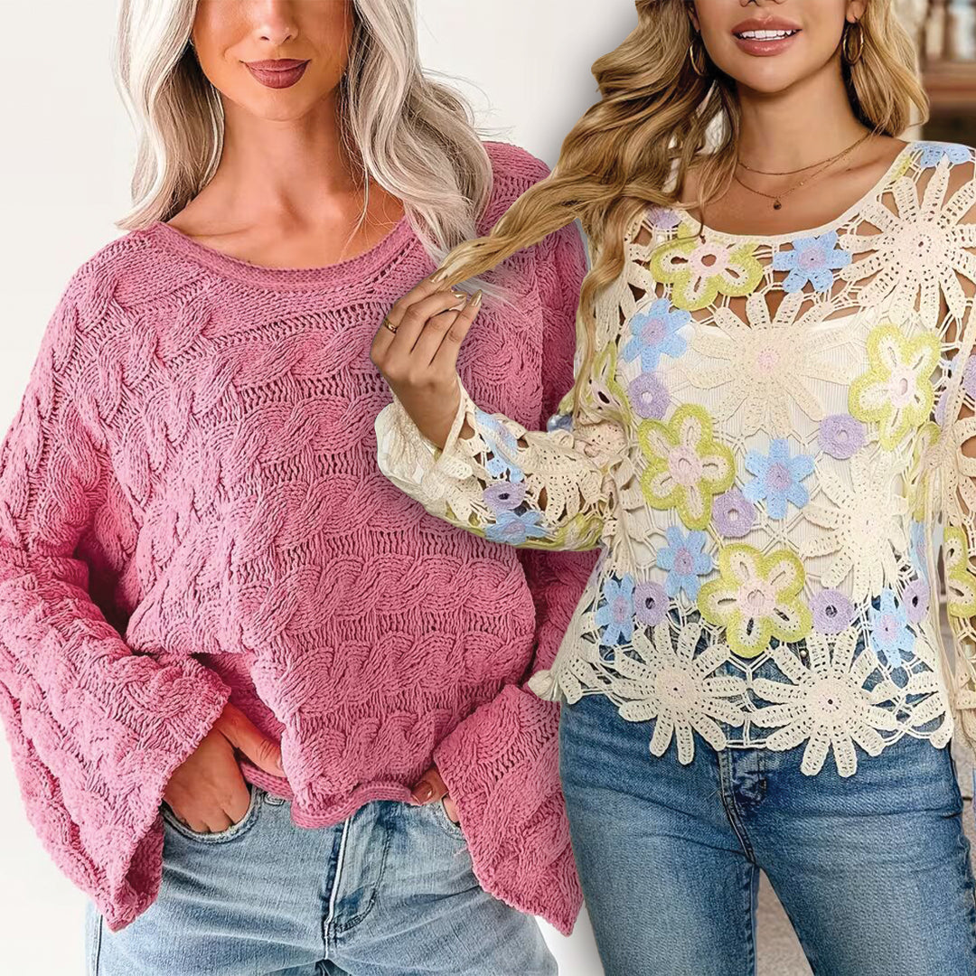 Women's Lightweight Lace- Long Sleeve Top Pack of 2 ( CRC-3)