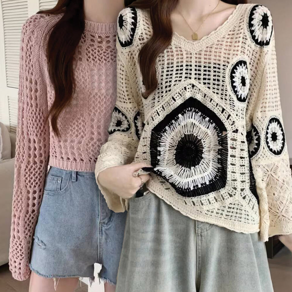 Women's Lightweight Lace- Long Sleeve Top Pack of 2 ( CRC-2)