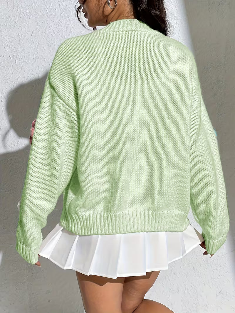 Women's Lightweight Lace- Long Sleeve Top Light Green