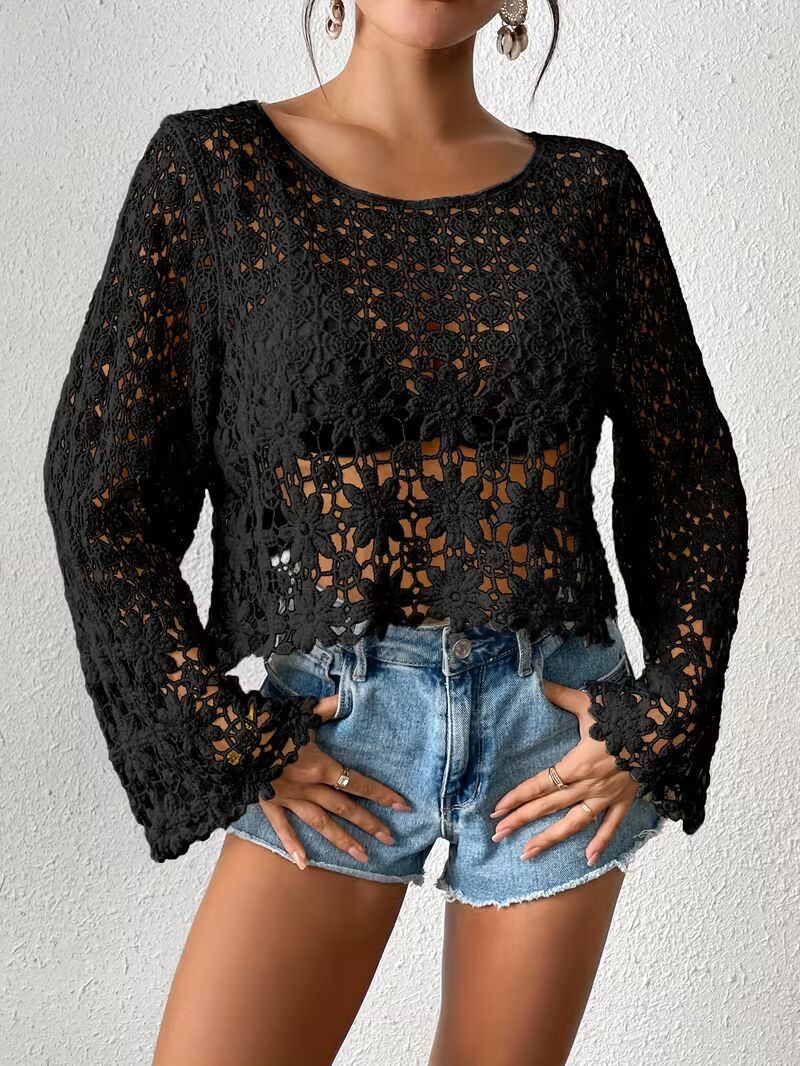 Women's Lightweight Lace- Long Sleeve Top Pack of 2 ( CRC-4)