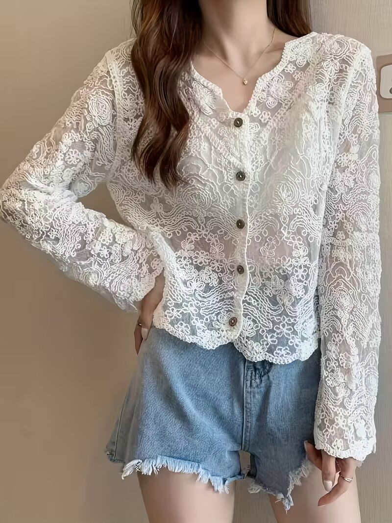 Women's Lightweight Lace- Long Sleeve Top Pack of 2 ( CRC-1)