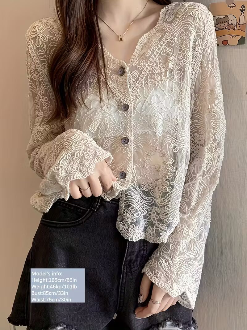 Women's Lightweight Lace- Long Sleeve Top Pack of 2 ( CRC-14)