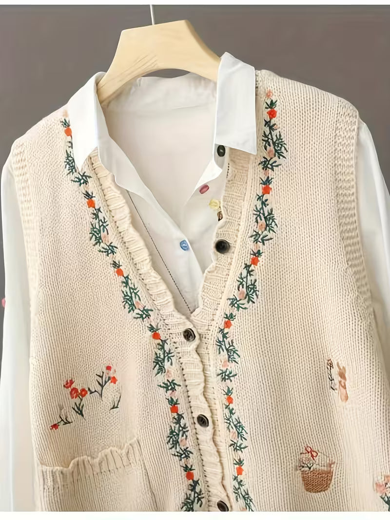 Women'S Plus Size Crochet V-Neck Cardigan Vest