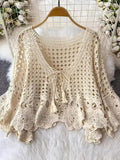 Women Floral Lace Cover Up Long Sleeve