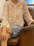 Women Lightweight Lace Cover Up Long Sleeve