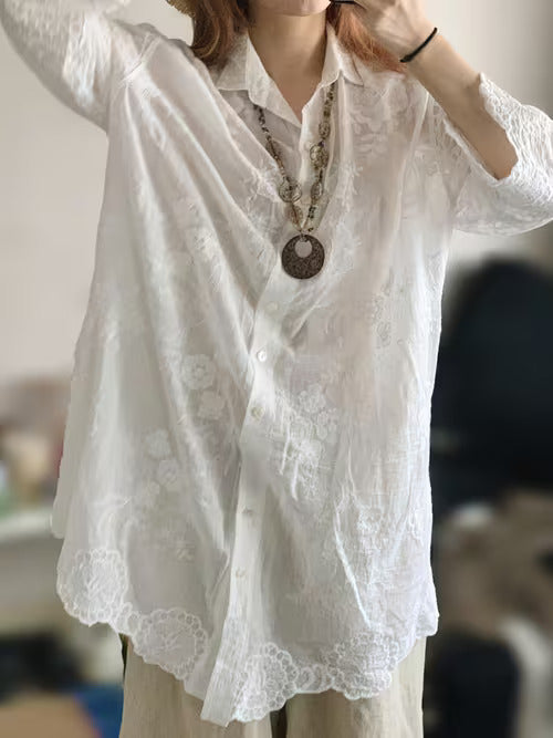 Solid Button Up Drop Shoulder Striped Print Casual Formal Long Sleeve Shirt for Women's