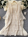 Women's Lace Beach Cover Up Embroidered Coverups Full Sleeve