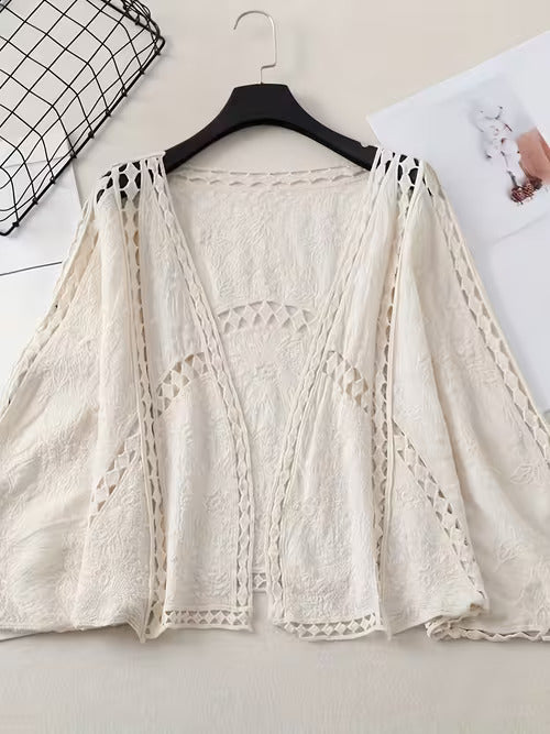 Women Hollow Lace Cover Up Long Sleeve