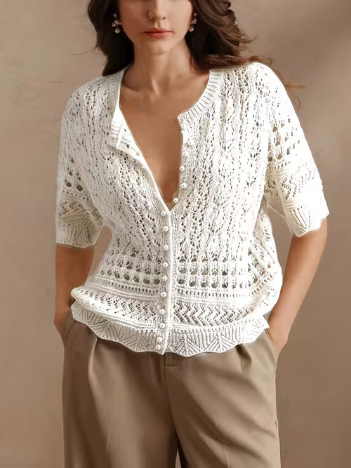 Women Floral Lace Beachwear Cover Up Long Sleeve