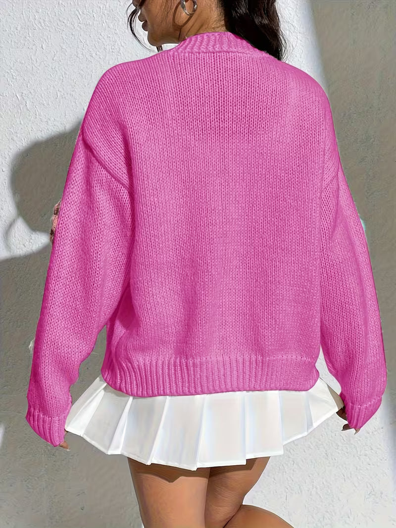 Women's Lightweight Lace- Long Sleeve Top Pink