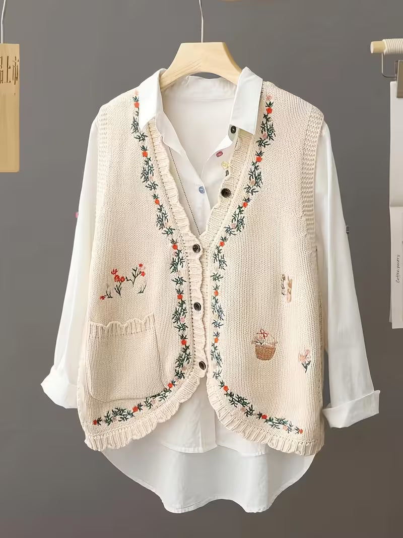 Women'S Plus Size Crochet V-Neck Cardigan Vest