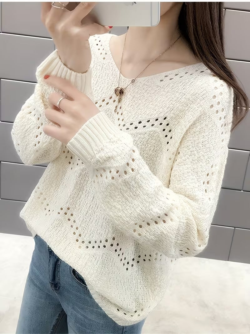 Women'S Elegant V-Neck Sweater - Chic Office to Party Sweater, Soft Stretchy Pullover for Fall/Winter, Everyday & Formal Outfits - Women'S Sweater for Women, Winter Clothing, Stylish Top ( CR-33)