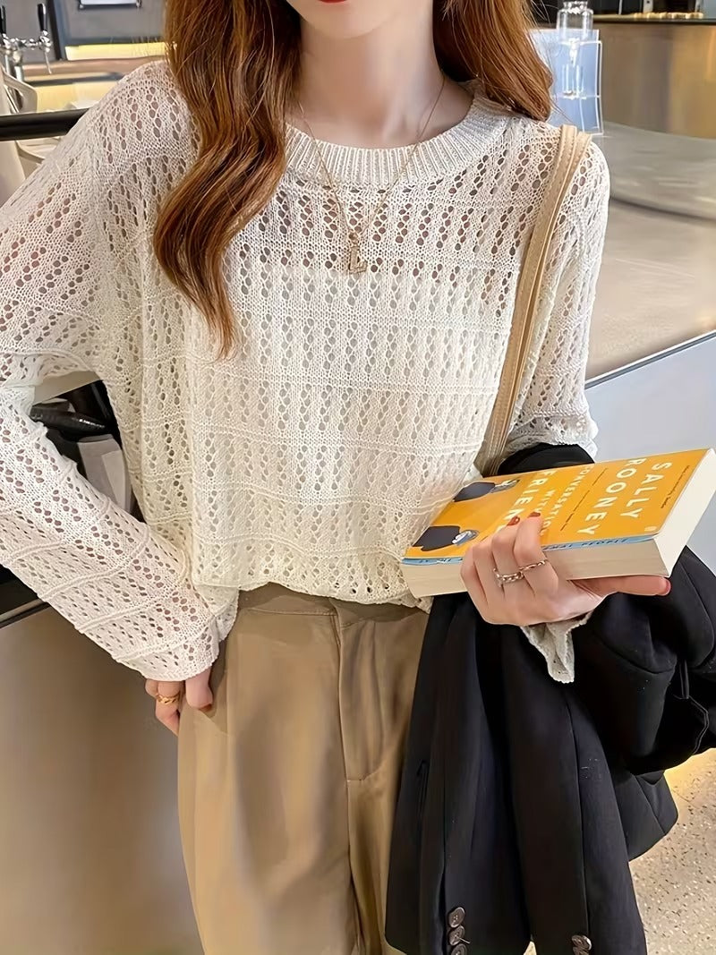 Spring/Summer New Women's Fashion Elegant Openwork Round Neck Cover-Up ( CR-38)