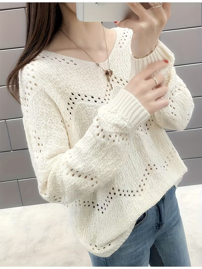 Women'S Elegant V-Neck Sweater - Chic Office to Party Sweater, Soft Stretchy Pullover for Fall/Winter, Everyday & Formal Outfits - Women'S Sweater for Women, Winter Clothing, Stylish Top ( CR-33)