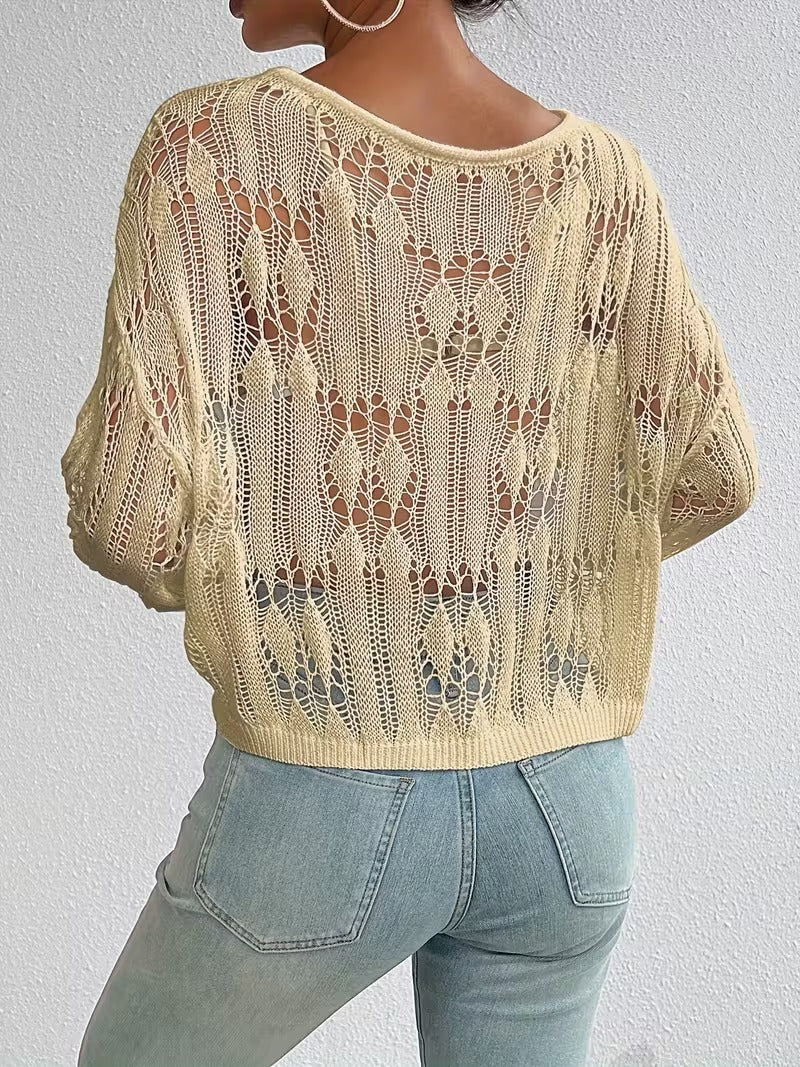 Women'S Off-Shoulder Sweater | Elegant Hollow-Out Design | Multi-Season ( CR-60)