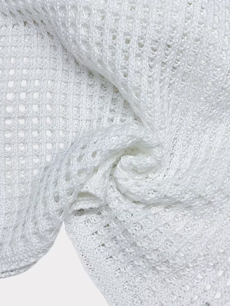 Elegant Hollow-Out Semi-Sheer Full-Sleeve Minimalist Top ( CR-19 )