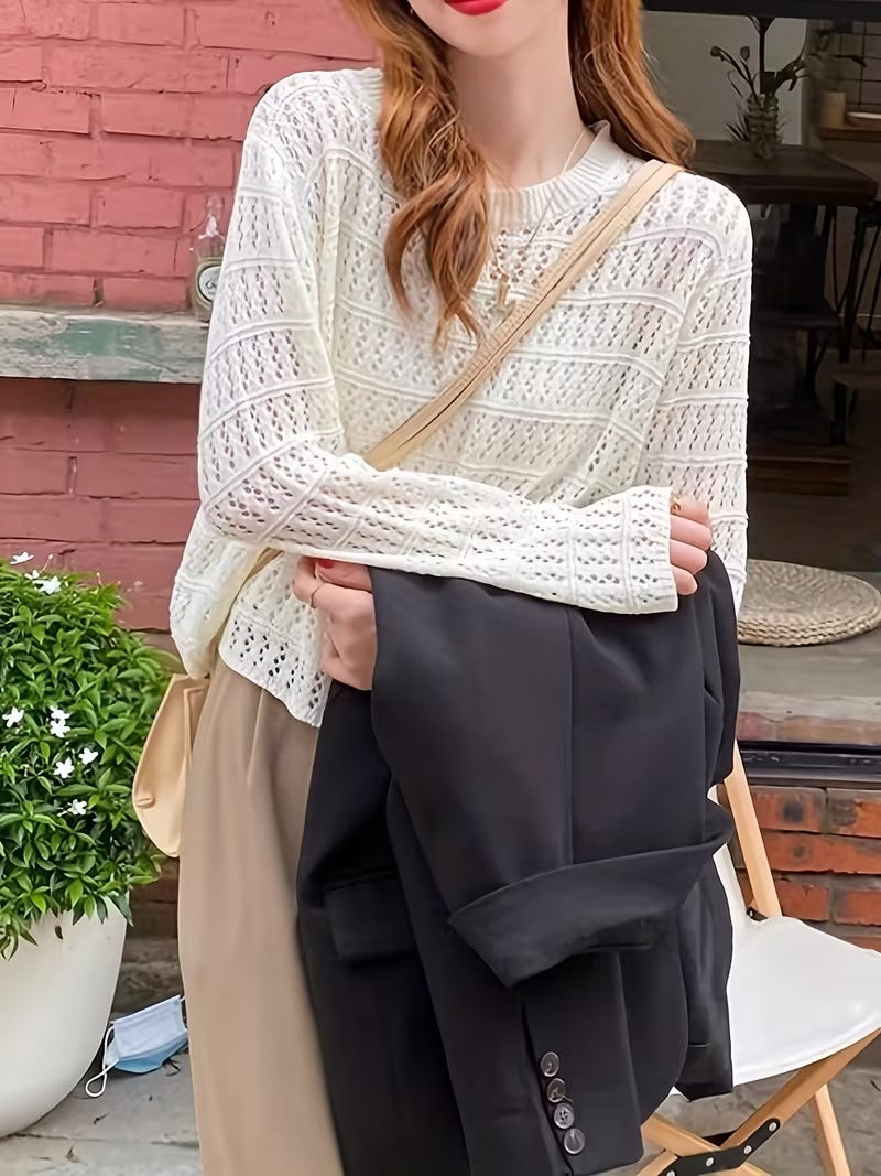 Spring/Summer New Women's Fashion Elegant Openwork Round Neck Cover-Up ( CR-38)