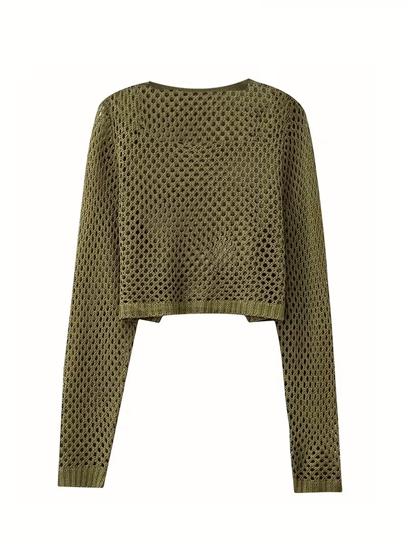 Women'S Sheer Cover-Up - Chic Short Beach Vacation Pullover with Mesh Detail, Lightweight Polyester, Perfect for Summer, Beachwear Pullover|Sleek Fit Top|Subtle Sheen Finis( CR-20 )
