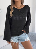 Viscose, Semi-Transparent Lace Design, Round Neck, Spring/Summer/Autumn Casual Wear, Cute Sweaters Top ( CR-36)