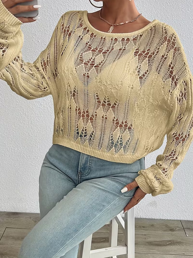 Women'S Off-Shoulder Sweater | Elegant Hollow-Out Design | Multi-Season ( CR-60)