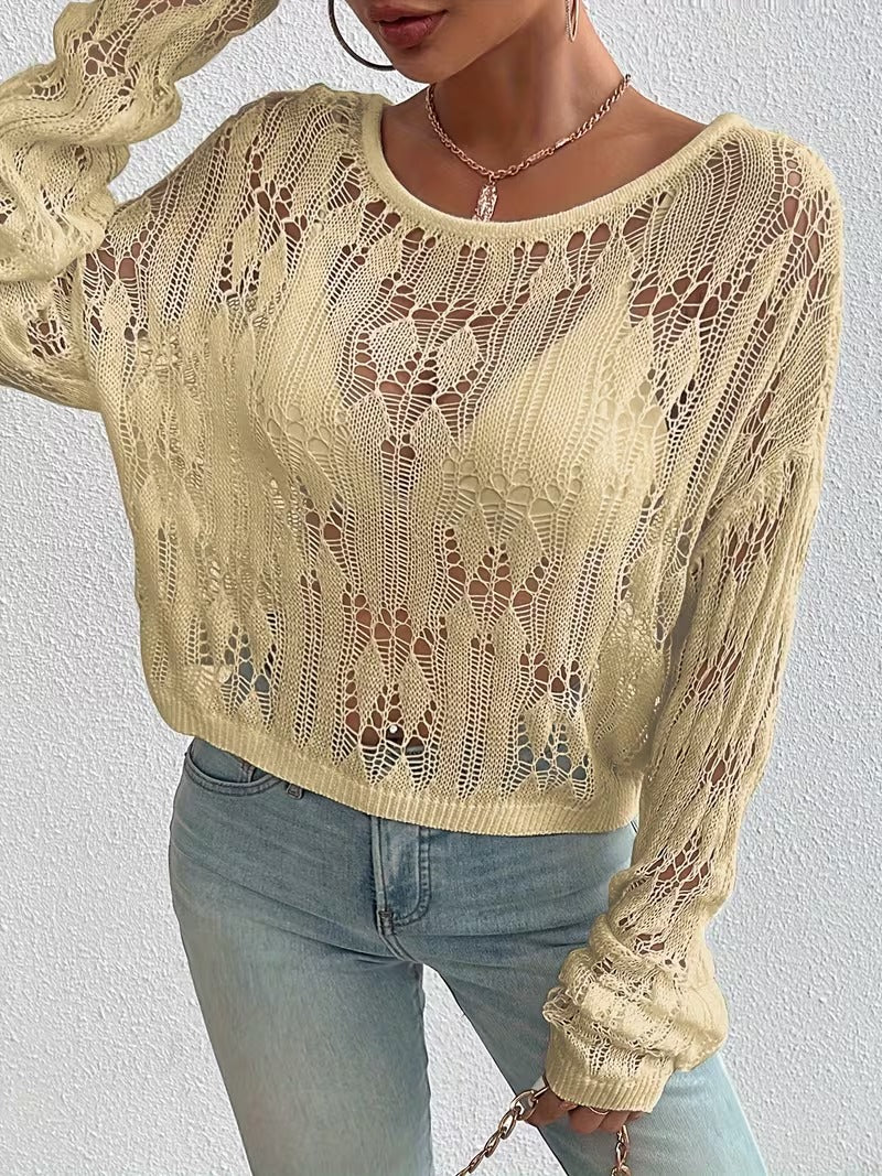 Women'S Off-Shoulder Sweater | Elegant Hollow-Out Design | Multi-Season ( CR-60)