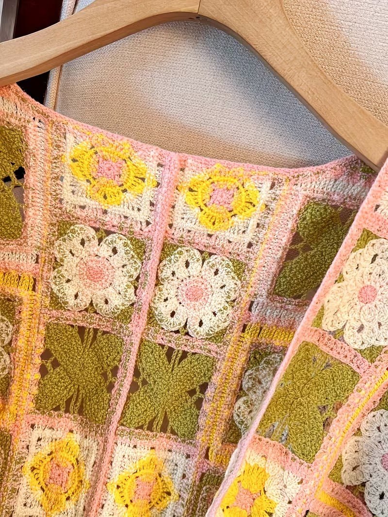 Casual Layering Piece, Open Front Cover-Up, Boho Knitwear, Color Block Sweater, Color Contrast, Hollow-Out Pattern, Artisanal Texture, Hand Wash Care, Casual Wear Enthusiasts, Women's Fashion( CR-6 )