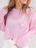 Women'S Floral Top - Lightweight, Breathable Pullover with Intricate Flower Design, Long Sleeves, Round Neck, Perfect for Spring and Summer Vacations and Casual Attire, Ladies Tops ( CR-32)