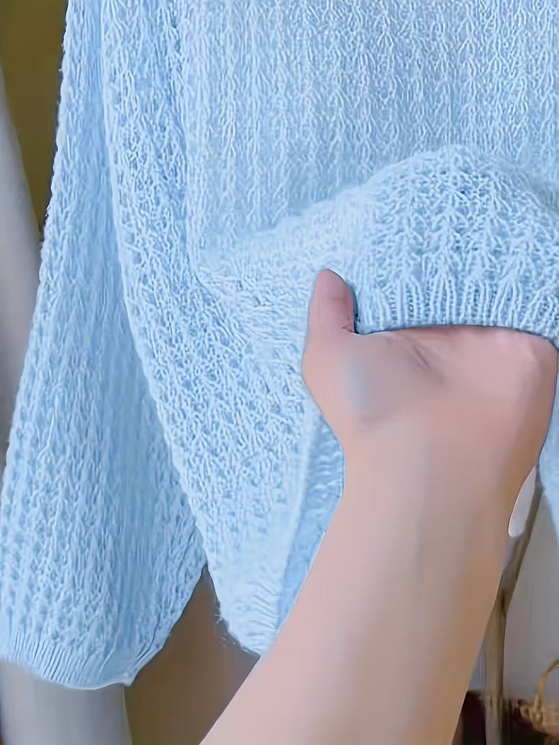 Women'S Chic Yellow Crochet Off-Shoulder Top with Long Sleeves - Lightweight Summer Blouse, Round Neck, Perfect for Casual or Stylish Outfits, Casual Chic Wear | Offshoulder Fashion | Crochet Texture ( CR-25)