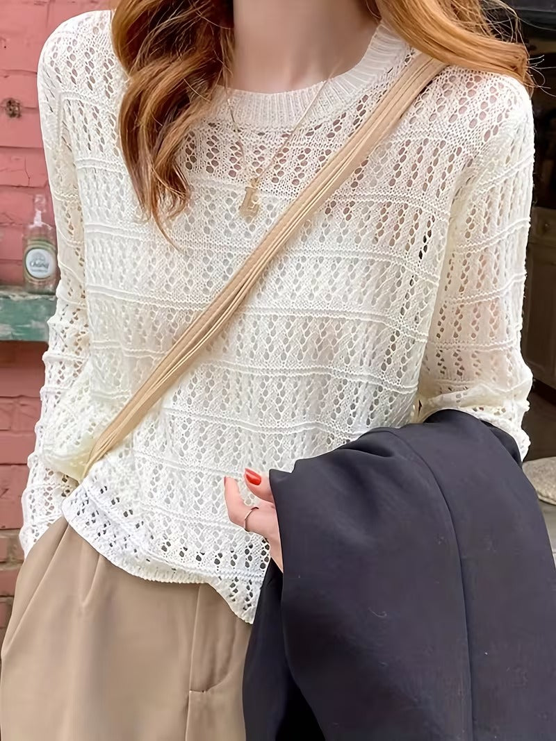 Spring/Summer New Women's Fashion Elegant Openwork Round Neck Cover-Up ( CR-38)